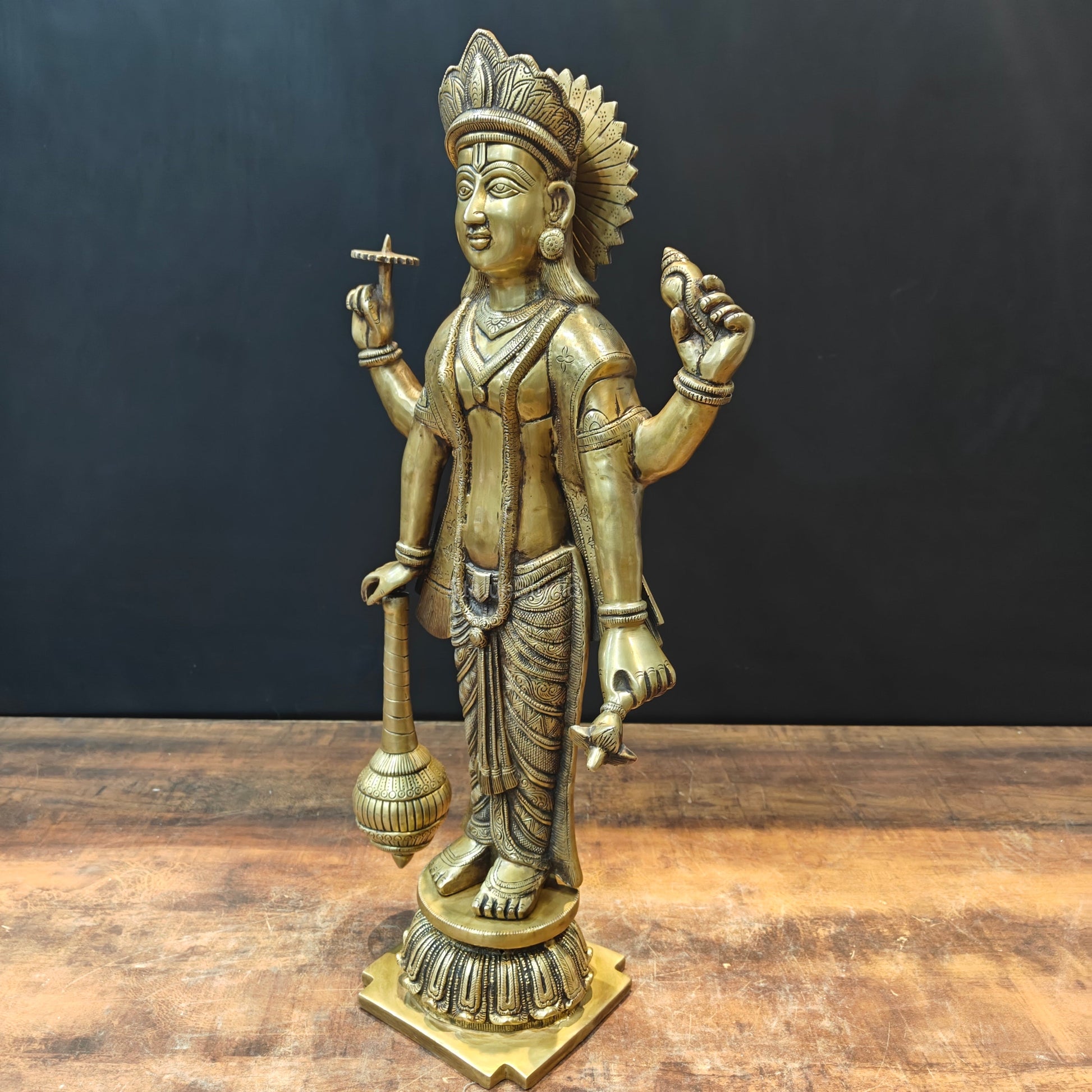 Brass Exclusive Standing Vishnu Idol 26 Inches - Image 6