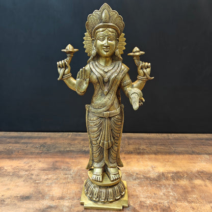 Brass Goddess Standing Lakshmi Idol For Home Decor 2 Feet by vendor-unknown - Hindu Gods