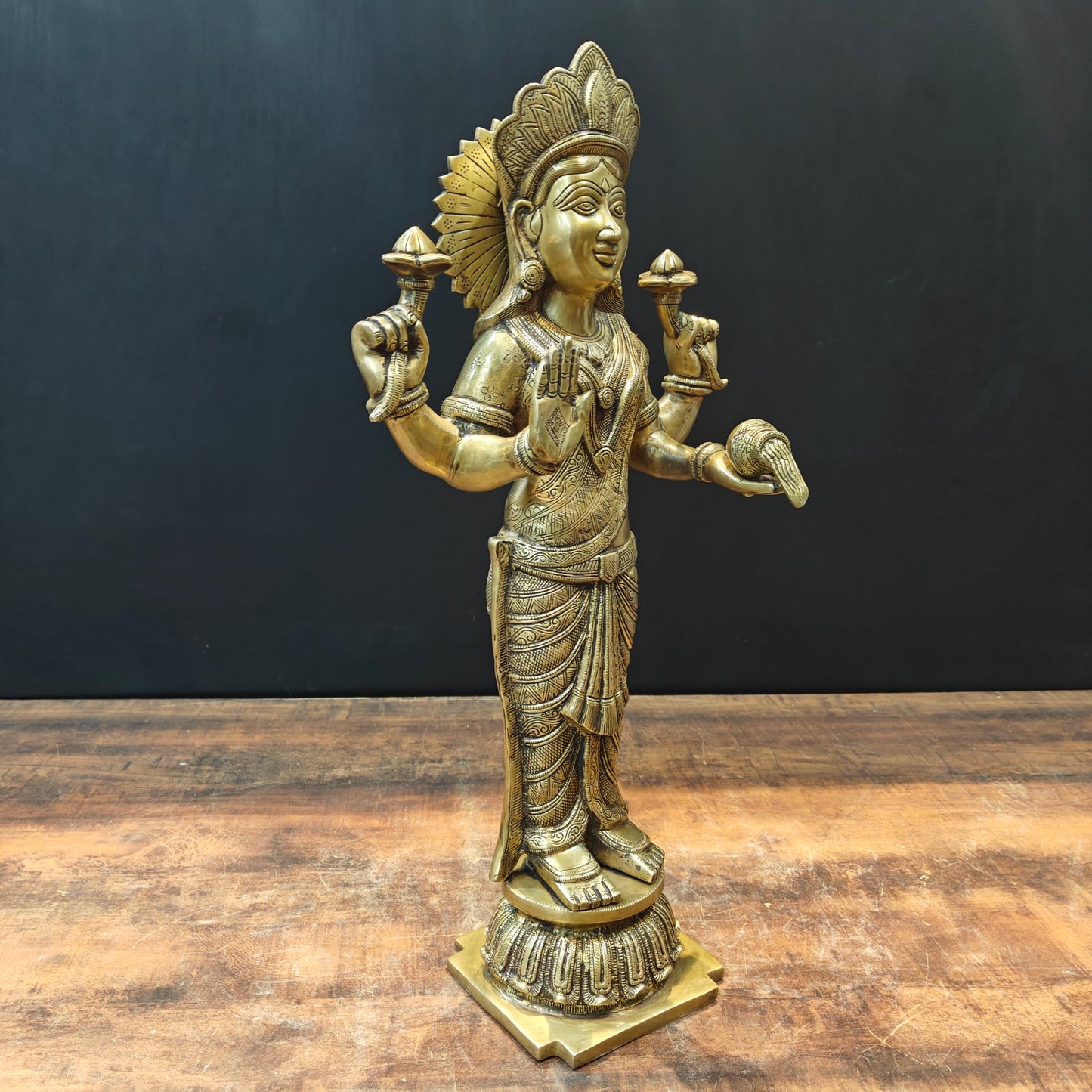 Brass Goddess Standing Lakshmi Idol For Home Decor 2 Feet
