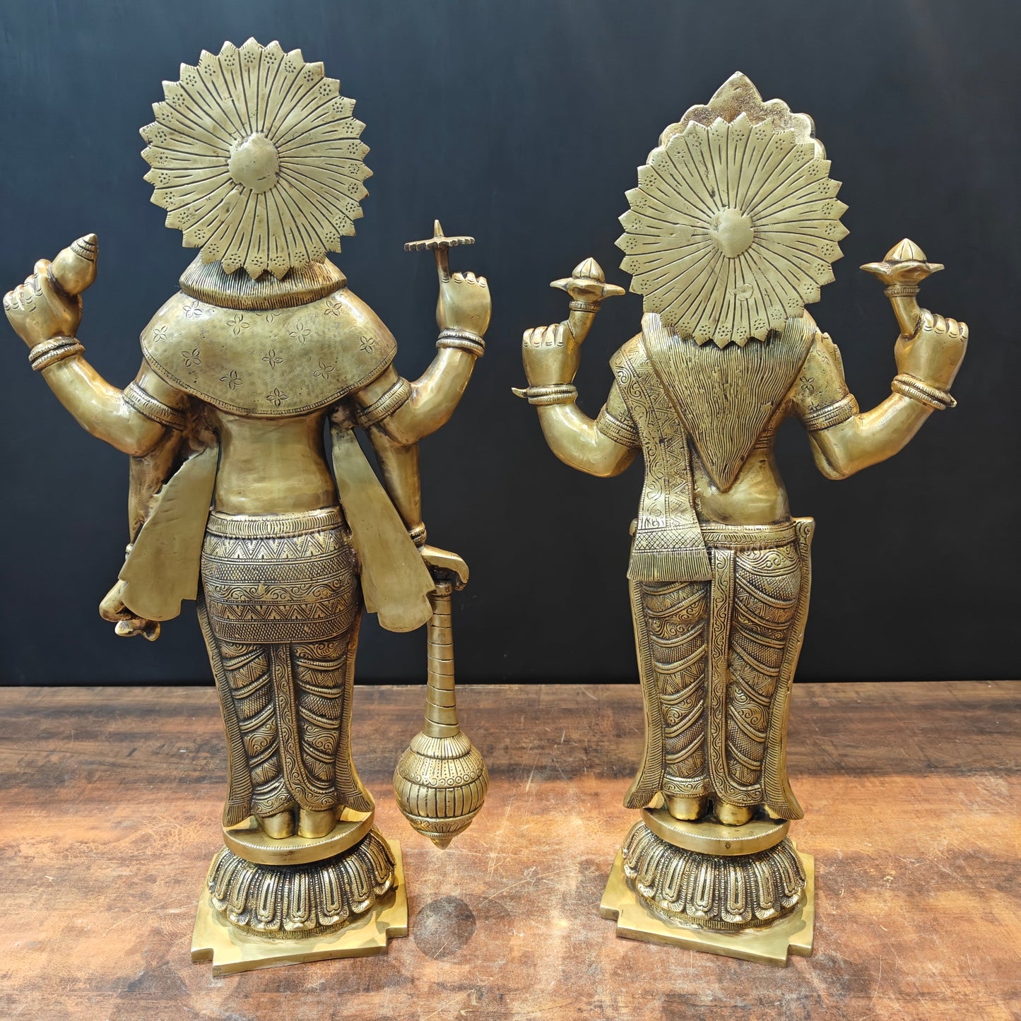 Brass Vishnu Lakshmi Idol For Home Temple Decor 2 Feet