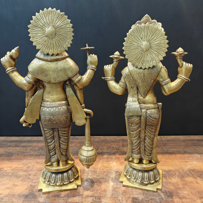 Brass Vishnu Lakshmi Idol For Home Temple Decor 2 Feet by vendor-unknown - Hindu Gods (View 8)