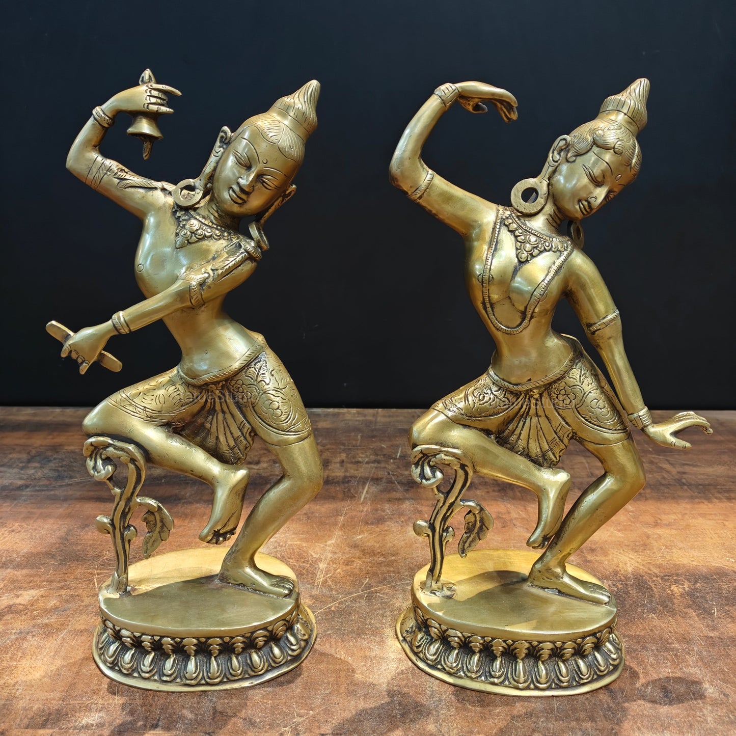 Brass Dancing Shiva Parvati Idols Sculpture 16 Inches