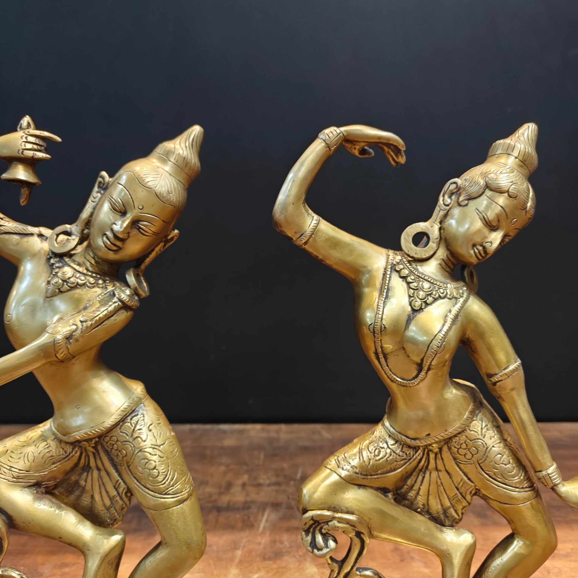Brass Dancing Shiva Parvati Idols Sculpture 16 Inches - Image 2
