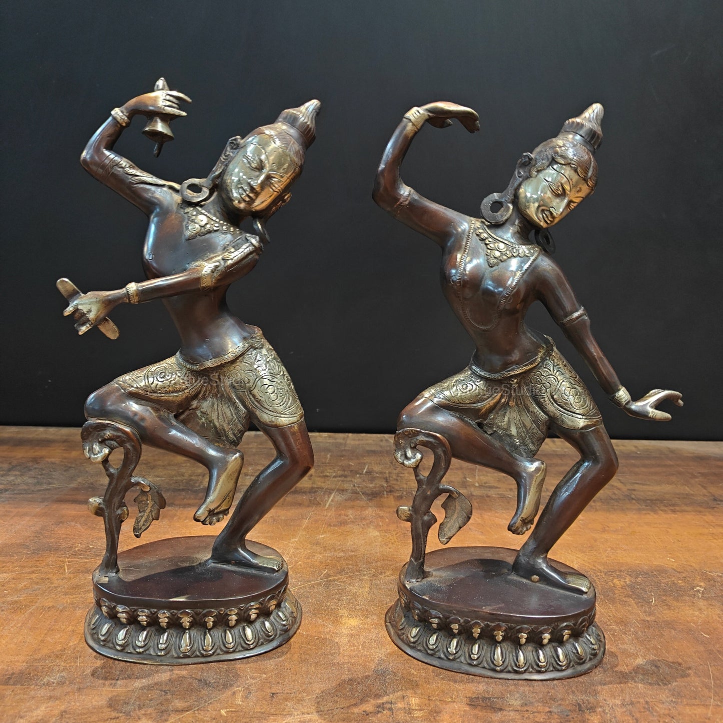 Brass Dancing Shiva Parvati Idols Antique Finish 16 Inches