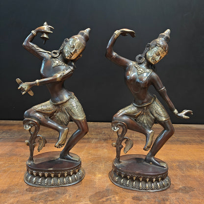 Brass Dancing Shiva Parvati Idols Antique Finish 16 Inches by vendor-unknown - Hindu Gods (View 3)