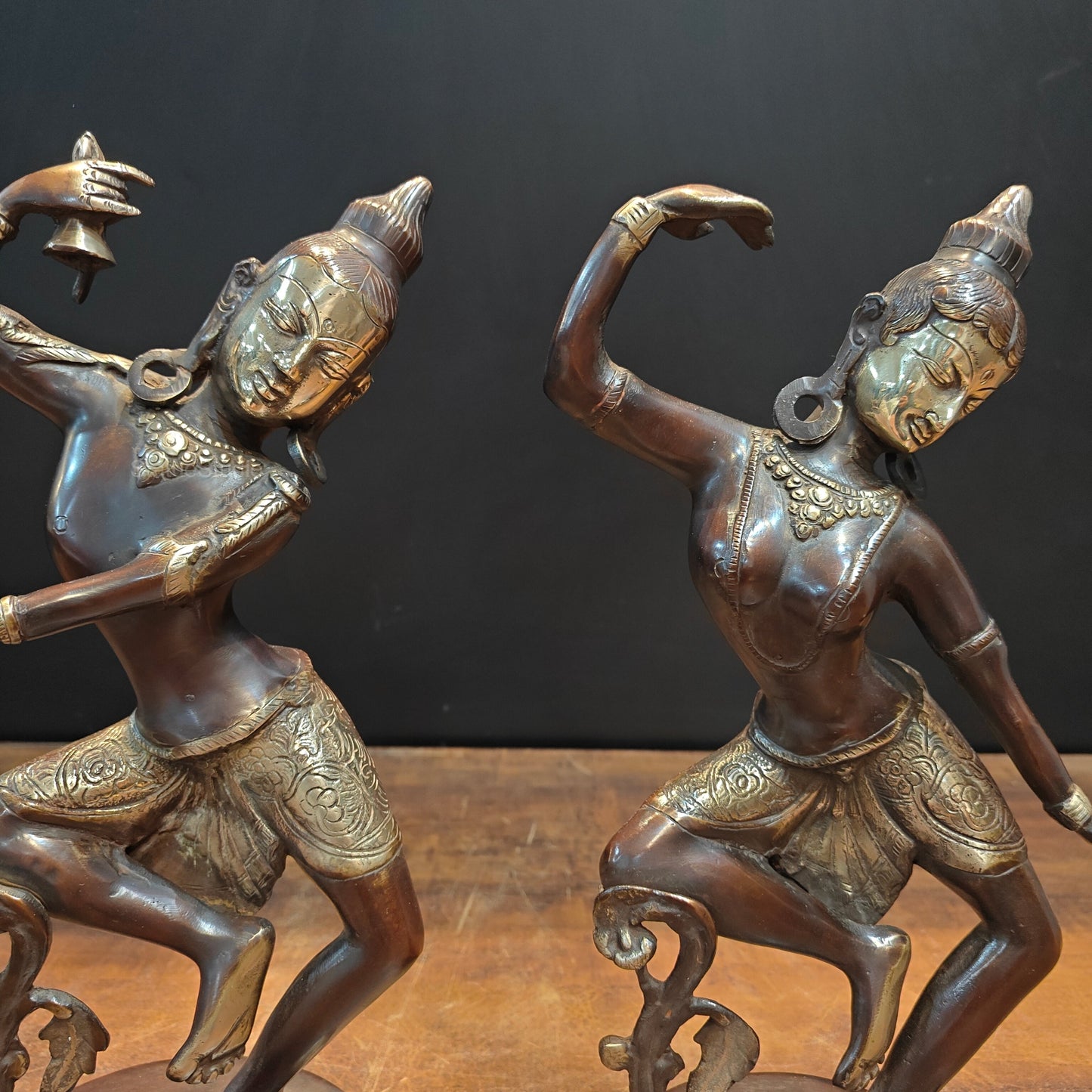 Brass Dancing Shiva Parvati Idols Antique Finish 16 Inches