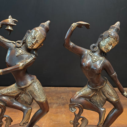 Brass Dancing Shiva Parvati Idols Antique Finish 16 Inches by vendor-unknown - Hindu Gods (View 2)