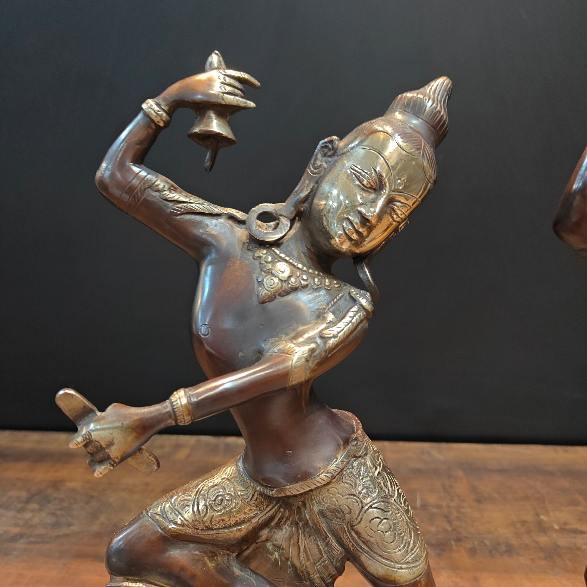 Brass Dancing Shiva Parvati Idols Antique Finish 16 Inches - Image 4