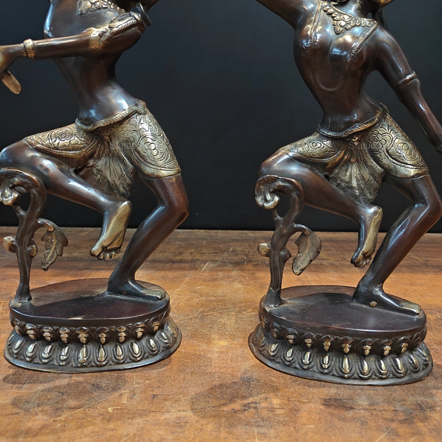 Brass Dancing Shiva Parvati Idols Antique Finish 16 Inches