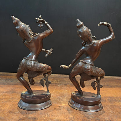 Brass Dancing Shiva Parvati Idols Antique Finish 16 Inches by vendor-unknown - Hindu Gods (View 7)