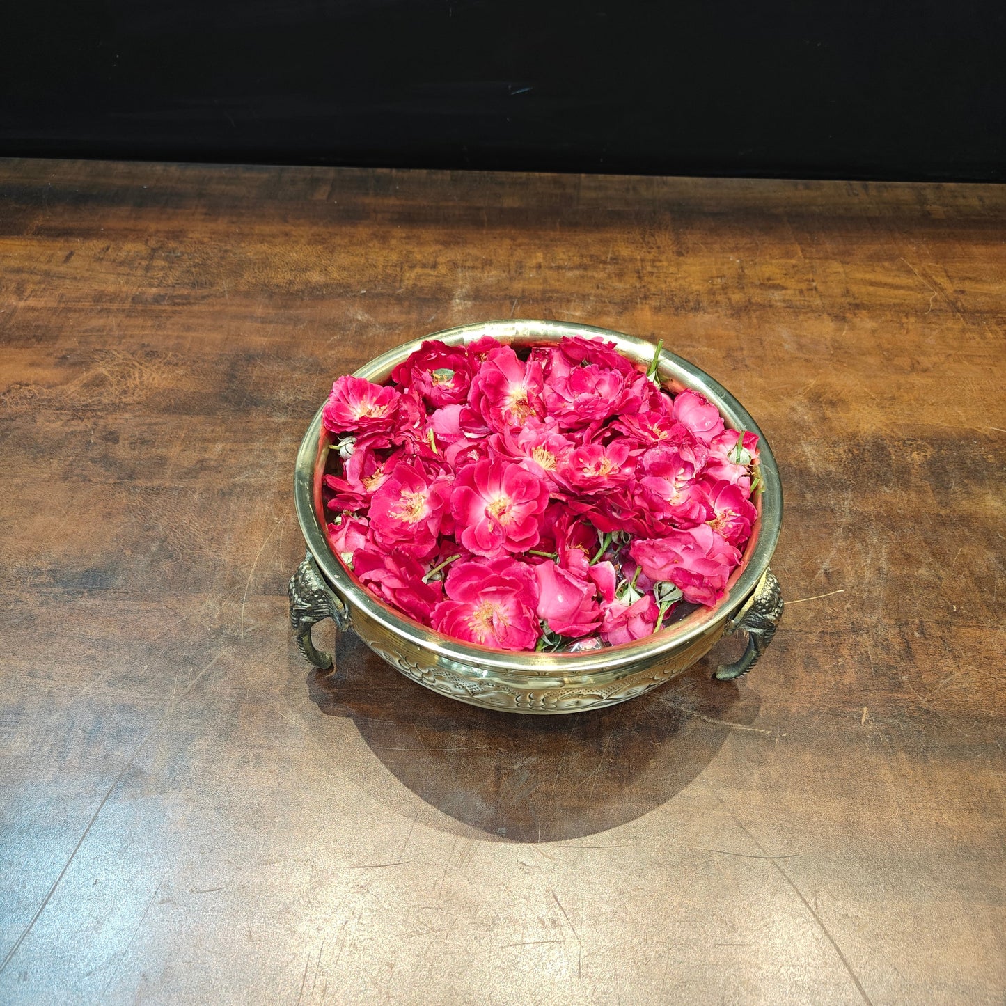 Brass Antique Urli with Elephant Legs 10"