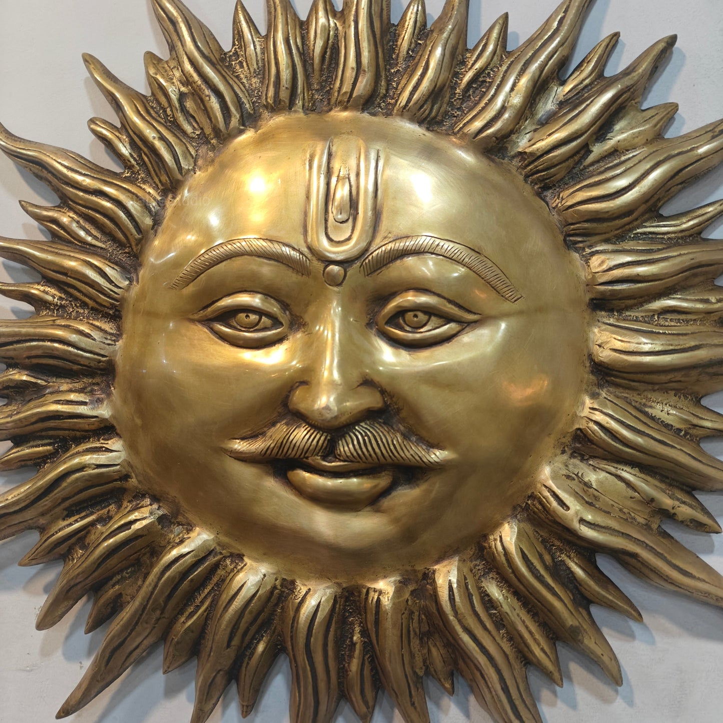 Brass Sun Mask Wall Hanging For Vastu & Decor 22 Inches