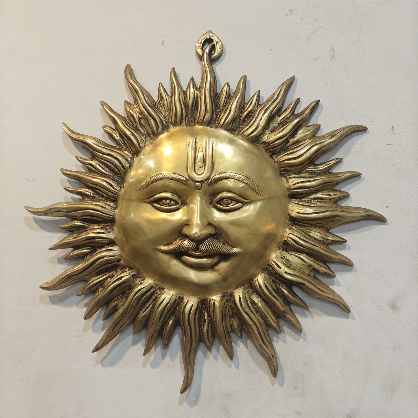 Brass Sun Mask Wall Hanging For Vastu & Decor 22 Inches