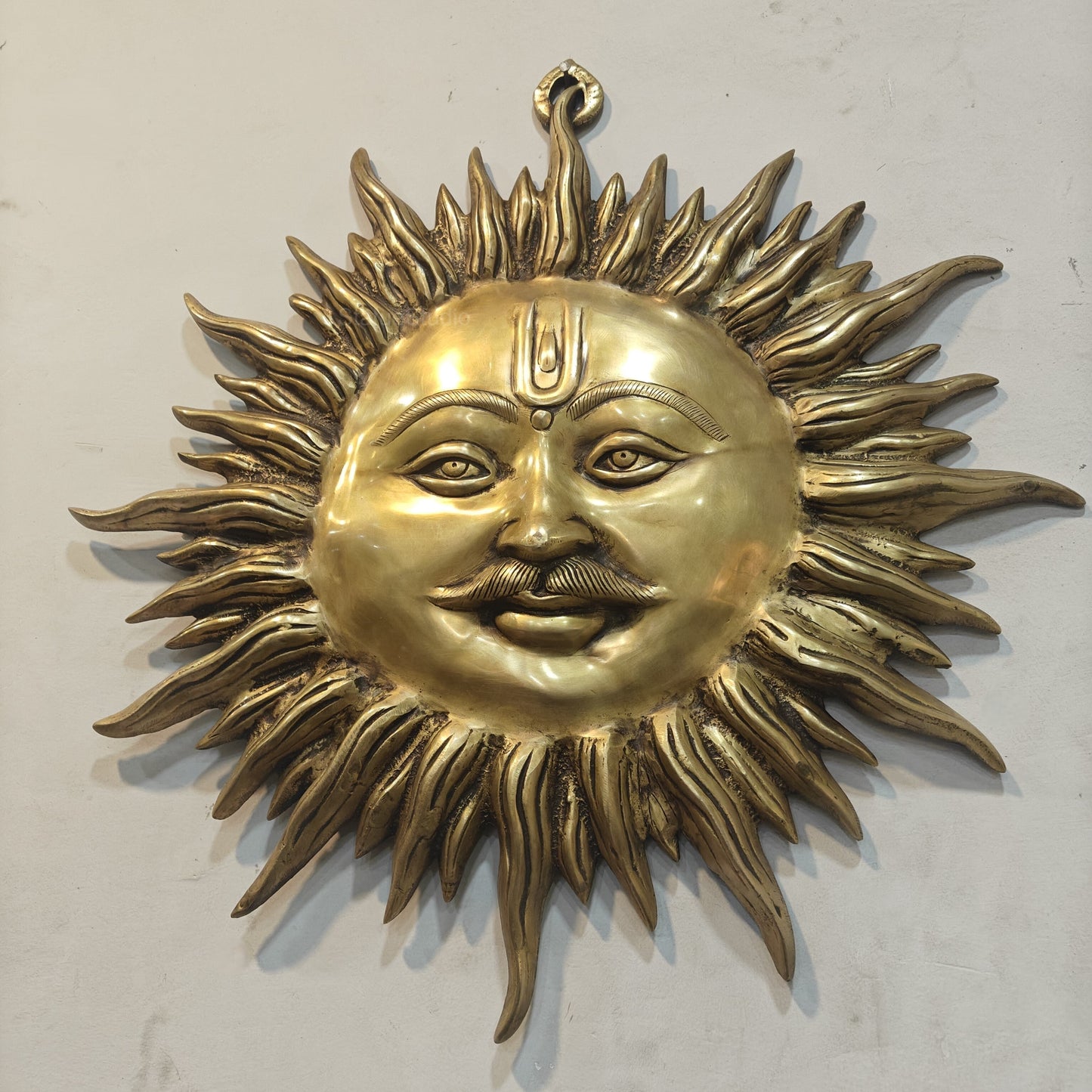 Brass Sun Mask Wall Hanging For Vastu & Decor 22 Inches