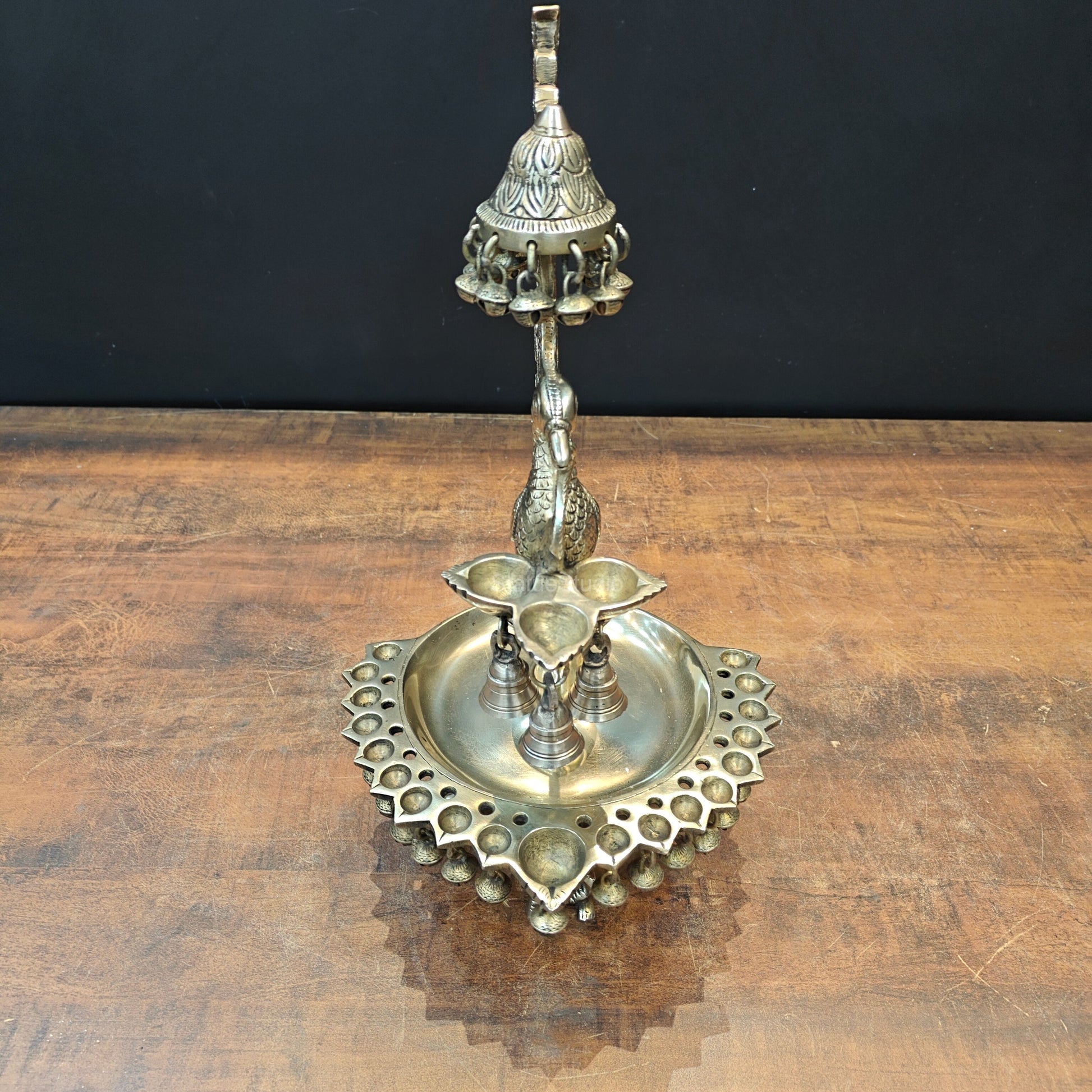 Brass Peacock Diya Oil Lamp 17" - Image 5