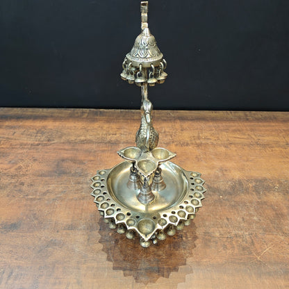 Brass Peacock Diya Oil Lamp 17" by vendor-unknown - Spiritual (View 5)