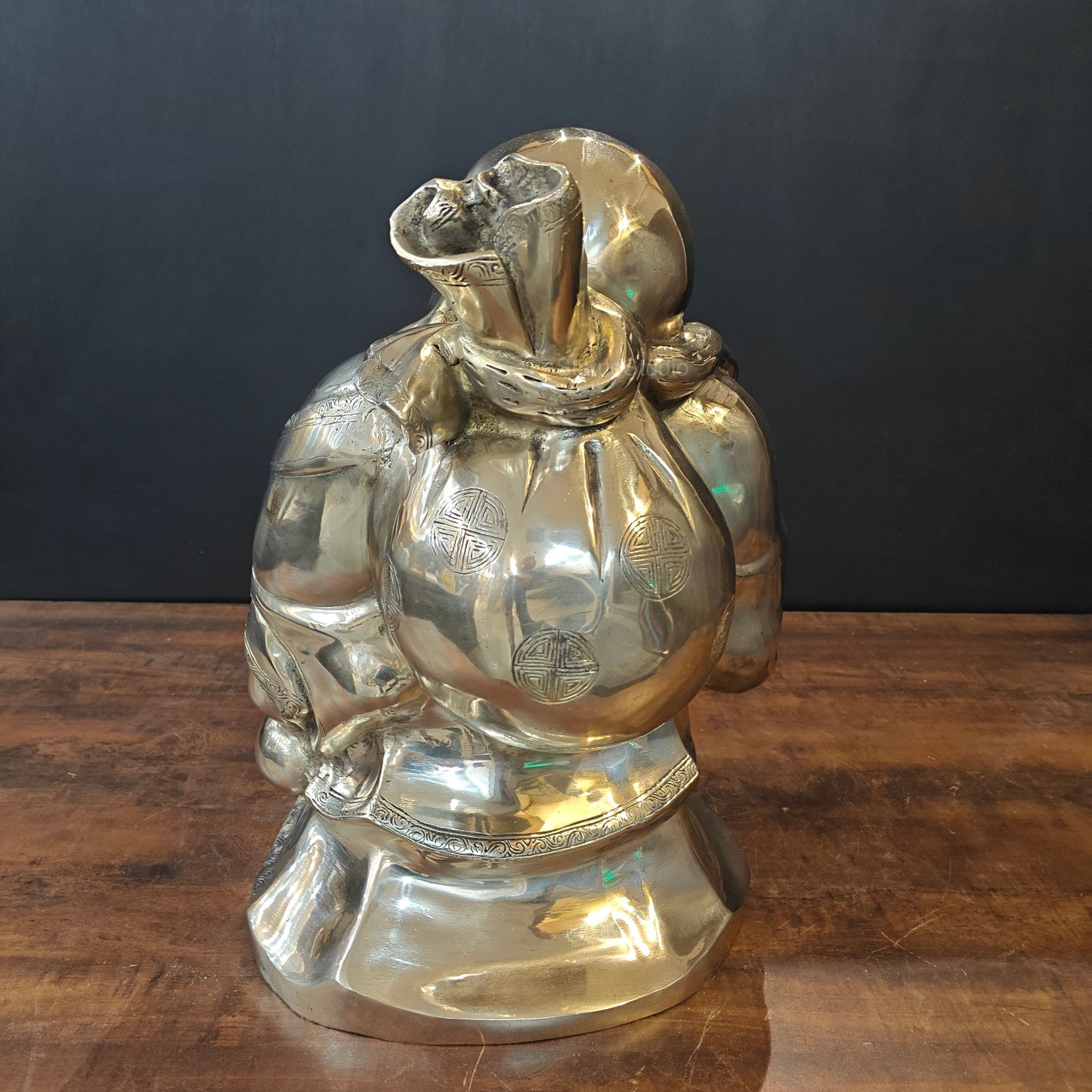 Brass Laughing Buddha Statue Good Luck 21 Inches
