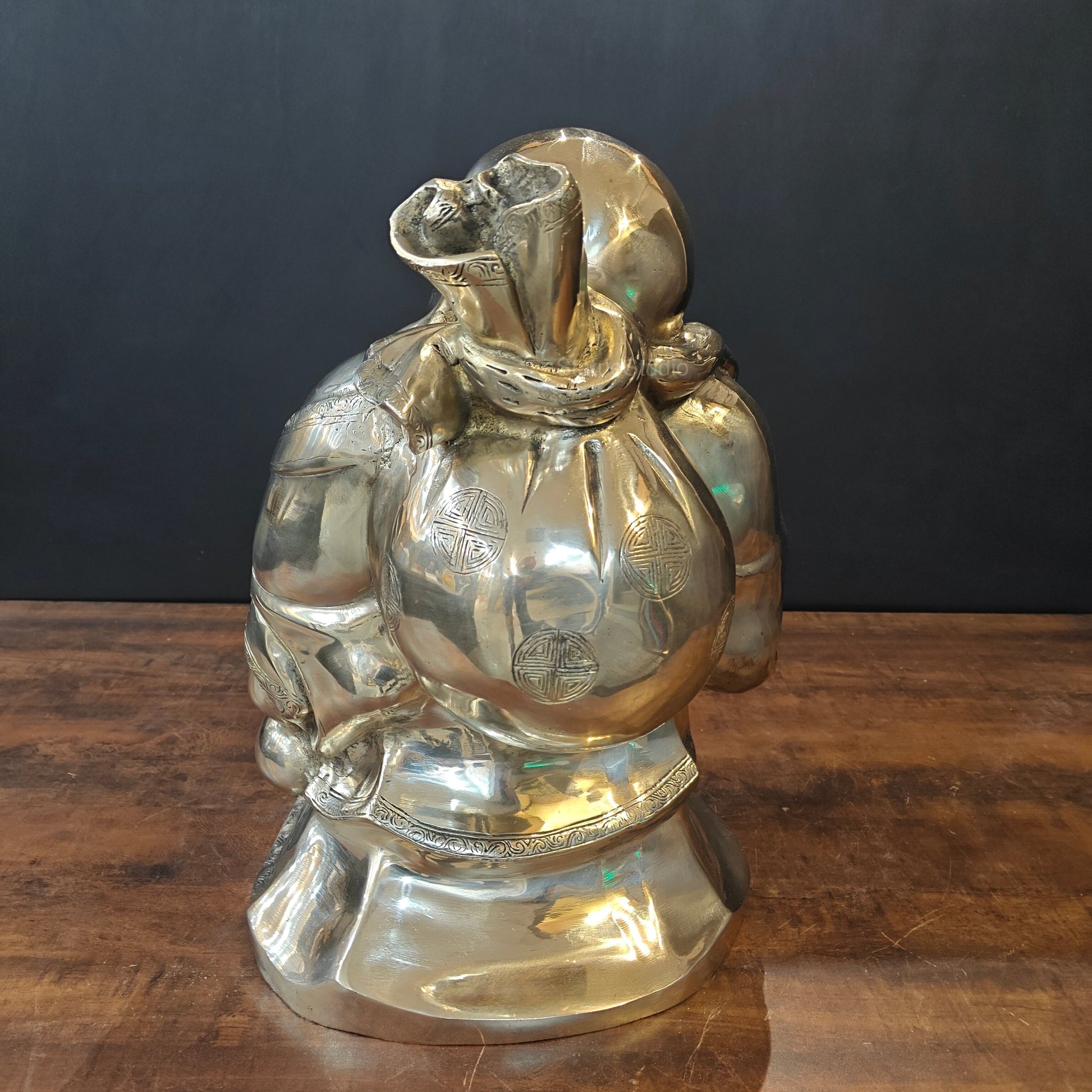 Brass Laughing Buddha Statue Good Luck 21 Inches - Image 7