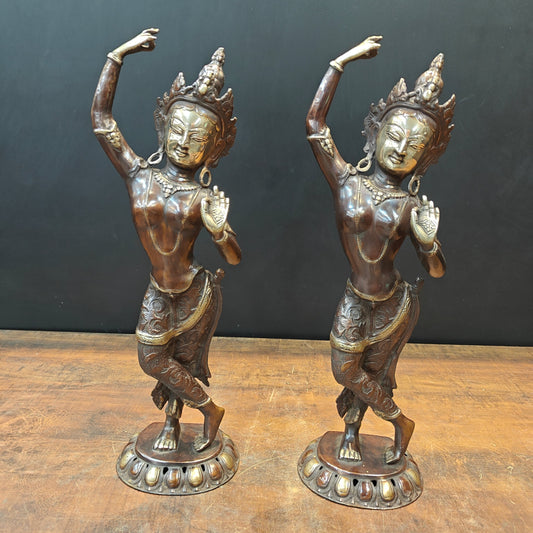 Brass Standing Tara Maya Devi Buddhist Sculpture 20 Inch