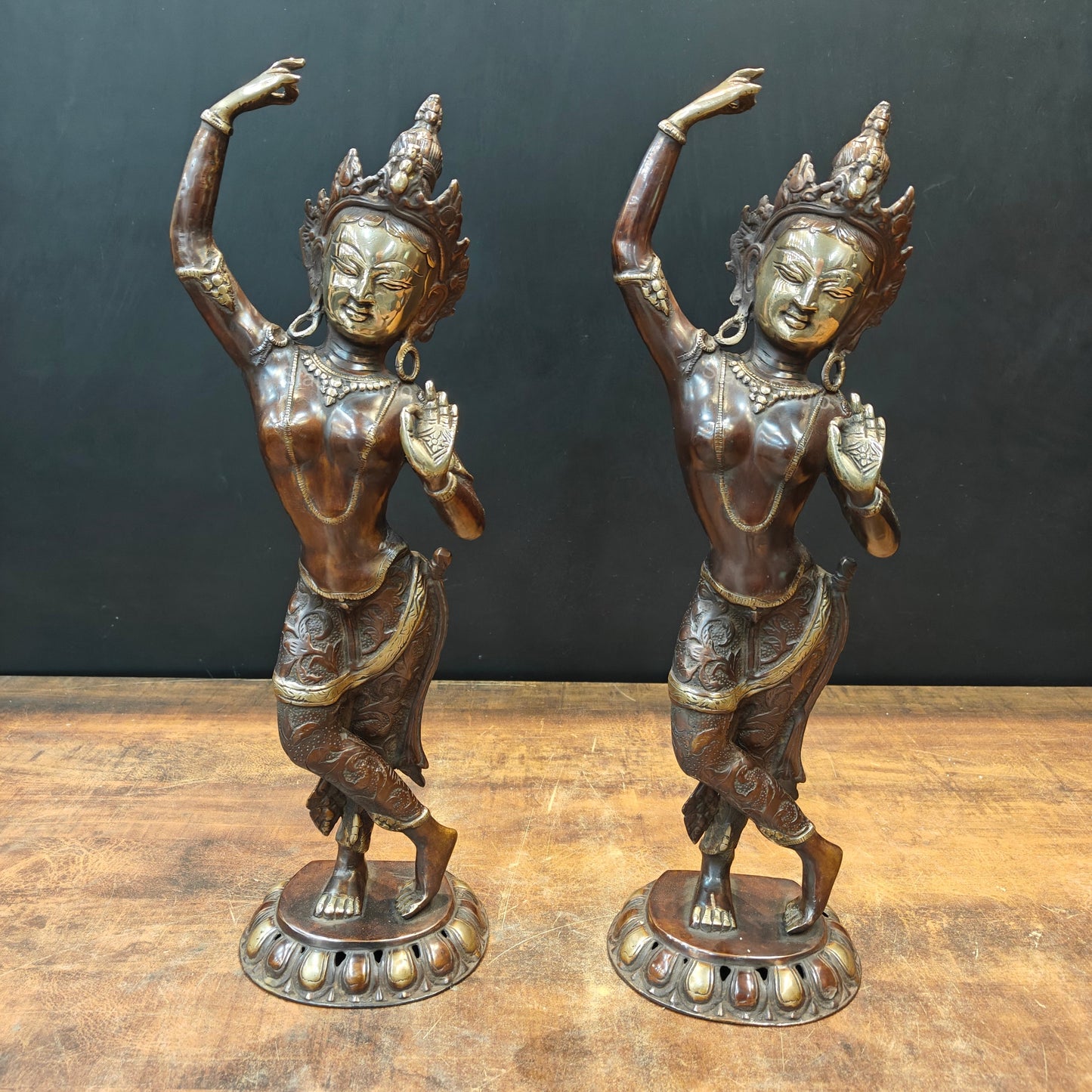 Brass Standing Tara Maya Devi Buddhist Sculpture 20 Inch
