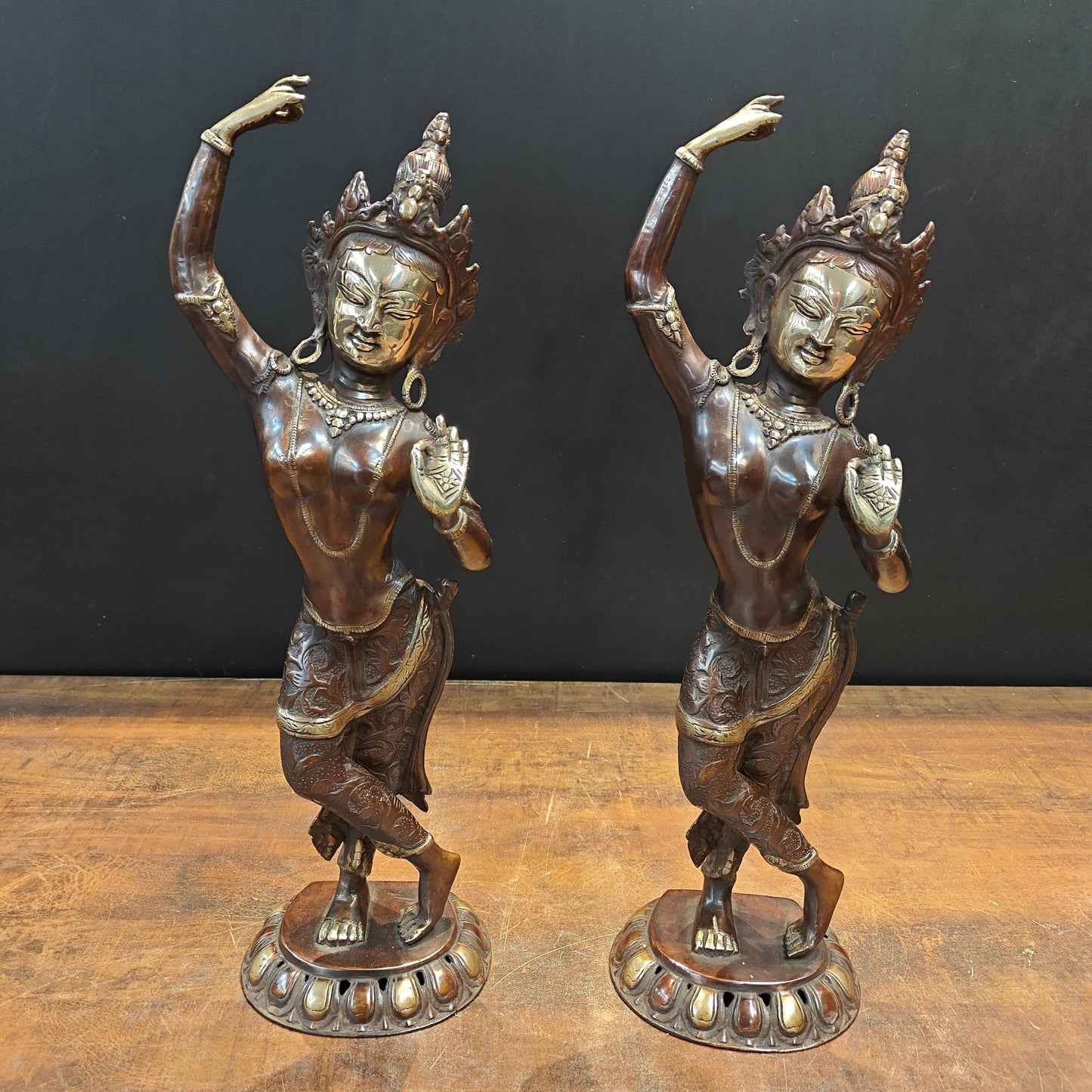Brass Standing Tara Maya Devi Buddhist Sculpture 20 Inch