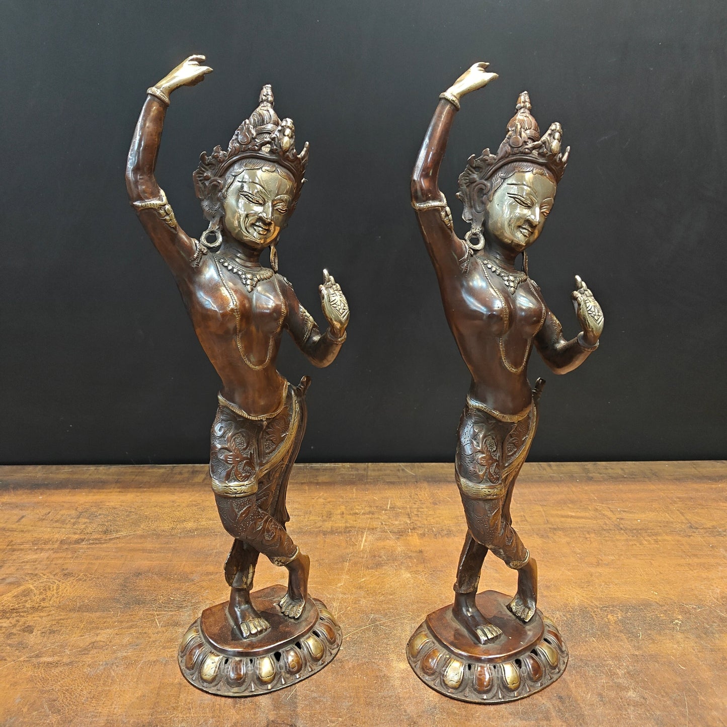 Brass Standing Tara Maya Devi Buddhist Sculpture 20 Inch