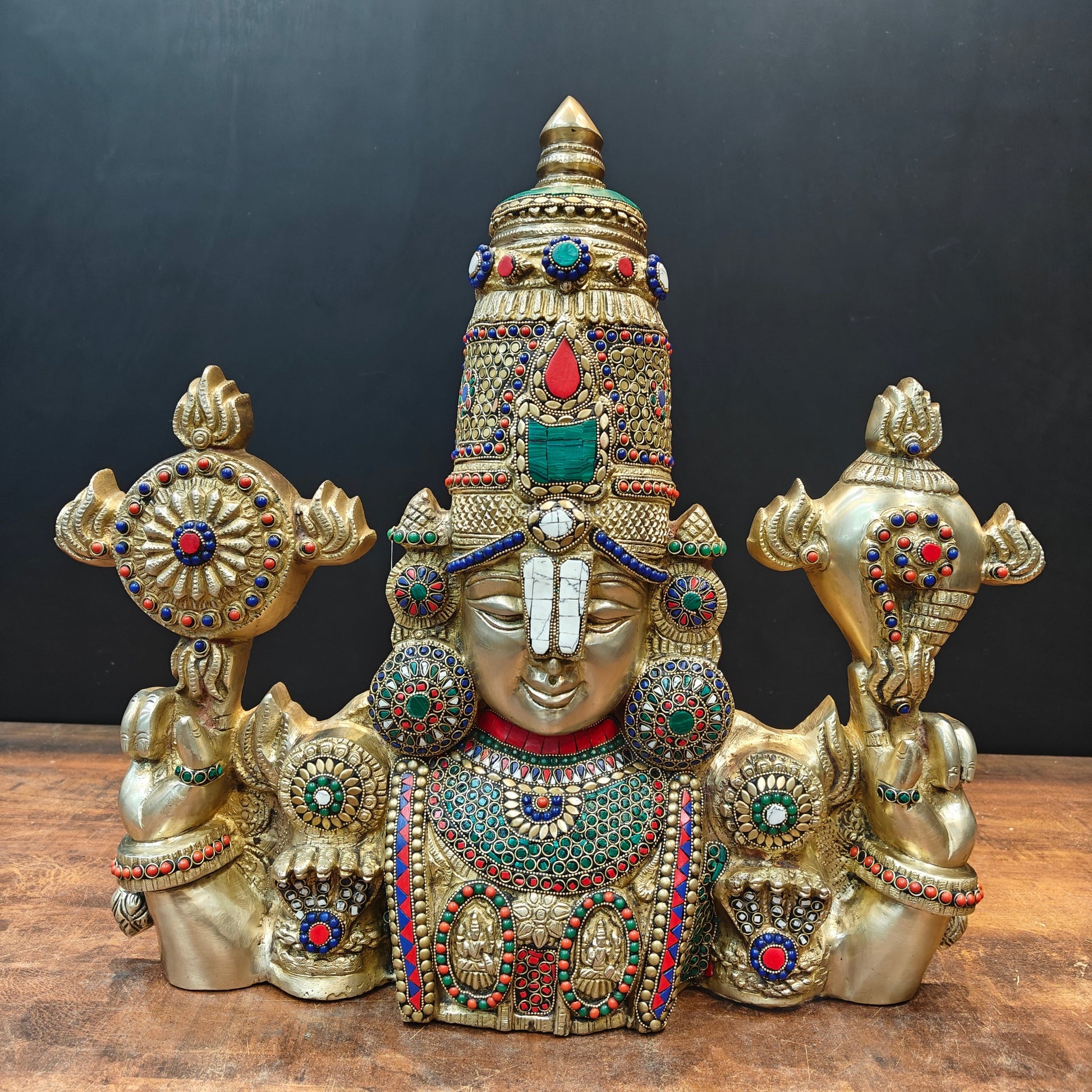 Brass Lord Venkateshwara Tirupati Balaji Face Wall Hanging 18 Inch - Image 3