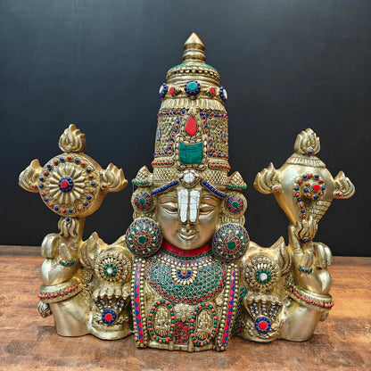 Brass Lord Venkateshwara Tirupati Balaji Face Wall Hanging 18 Inch by vendor-unknown - Hindu Gods (View 3)