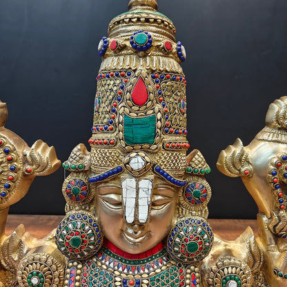 Brass Lord Venkateshwara Tirupati Balaji Face Wall Hanging 18 Inch by vendor-unknown - Hindu Gods (View 2)