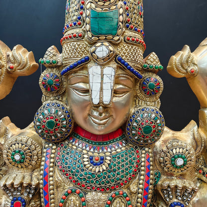 Brass Lord Venkateshwara Tirupati Balaji Face Wall Hanging 18 Inch by vendor-unknown - Hindu Gods (View 4)
