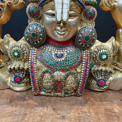 Brass Lord Venkateshwara Tirupati Balaji Face Wall Hanging 18 Inch by vendor-unknown - Hindu Gods (View 5)