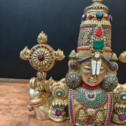 Brass Lord Venkateshwara Tirupati Balaji Face Wall Hanging 18 Inch by vendor-unknown - Hindu Gods (View 6)