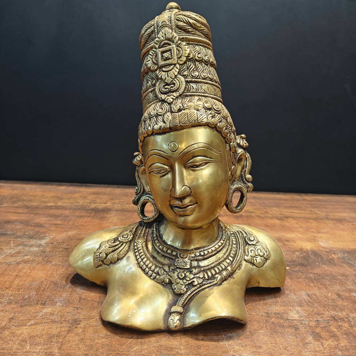 Brass Devi Parvati Bust Sculpture 12 Inches