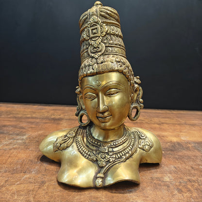 Brass Devi Parvati Bust Sculpture 12 Inches by vendor-unknown - Hindu Gods (View 3)