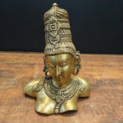 Brass Devi Parvati Bust Sculpture 12 Inches by vendor-unknown - Hindu Gods (View 4)