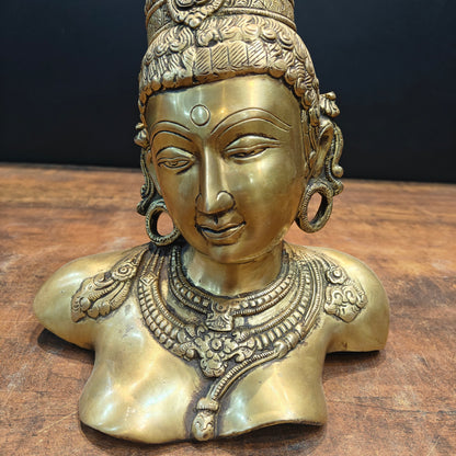 Brass Devi Parvati Bust Sculpture 12 Inches by vendor-unknown - Hindu Gods (View 2)