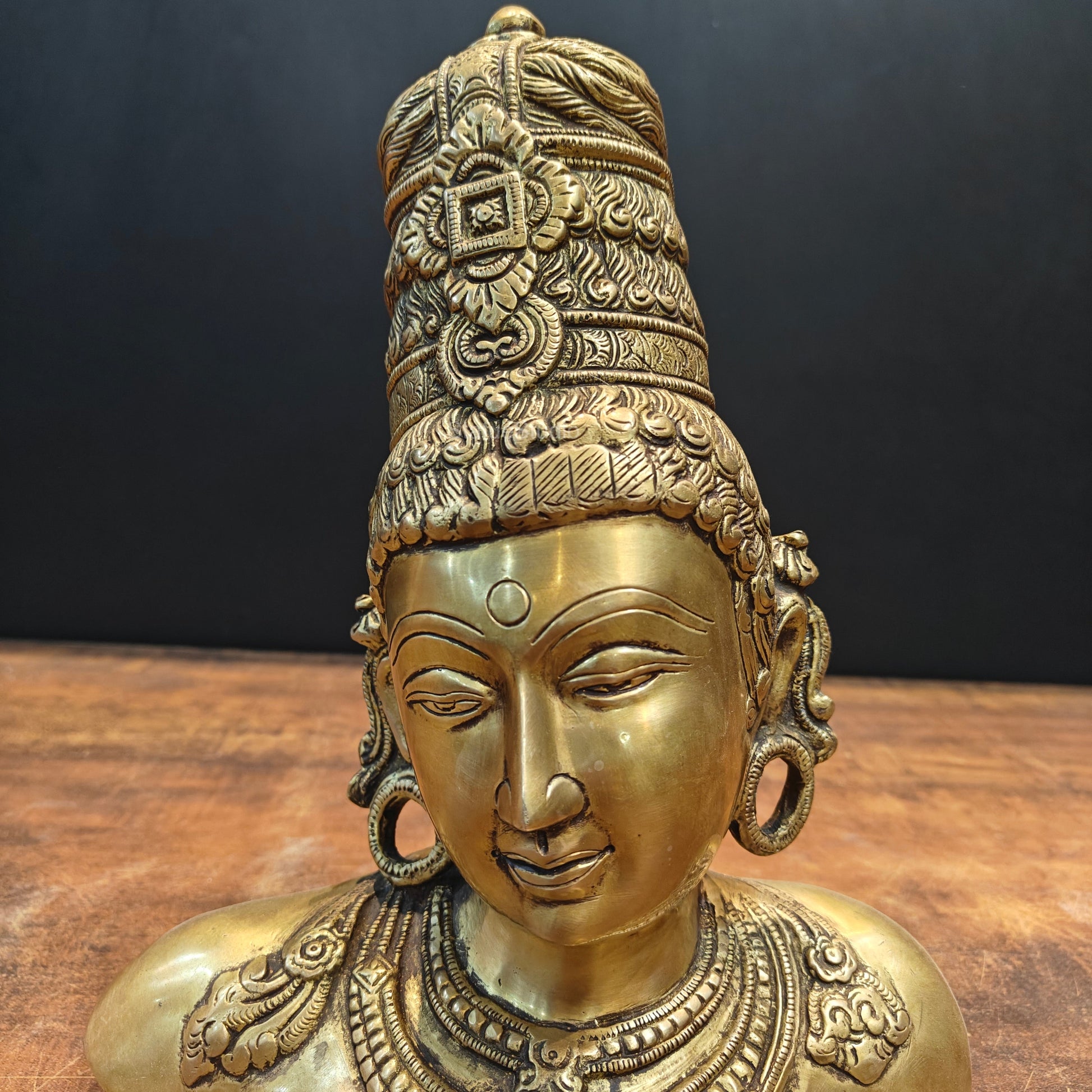 Brass Devi Parvati Bust Sculpture 12 Inches - Image 5
