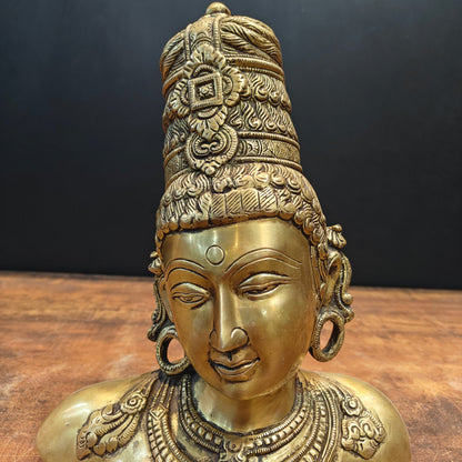 Brass Devi Parvati Bust Sculpture 12 Inches by vendor-unknown - Hindu Gods (View 5)