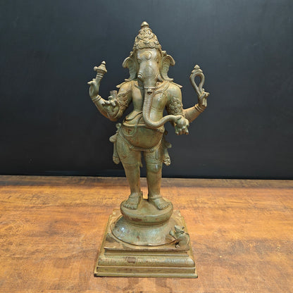 Brass Standing Ganesha Idol Antique Finish 19 Inches by vendor-unknown - Hindu Gods (View 3)