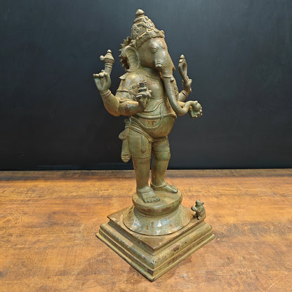 Brass Standing Ganesha Idol Antique Finish 19 Inches by vendor-unknown - Hindu Gods (View 4)