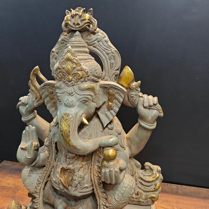 Vintage Brass Large Ganesha Statue Antique Chola Finish 35 Inch by vendor-unknown - Hindu Gods (View 7)