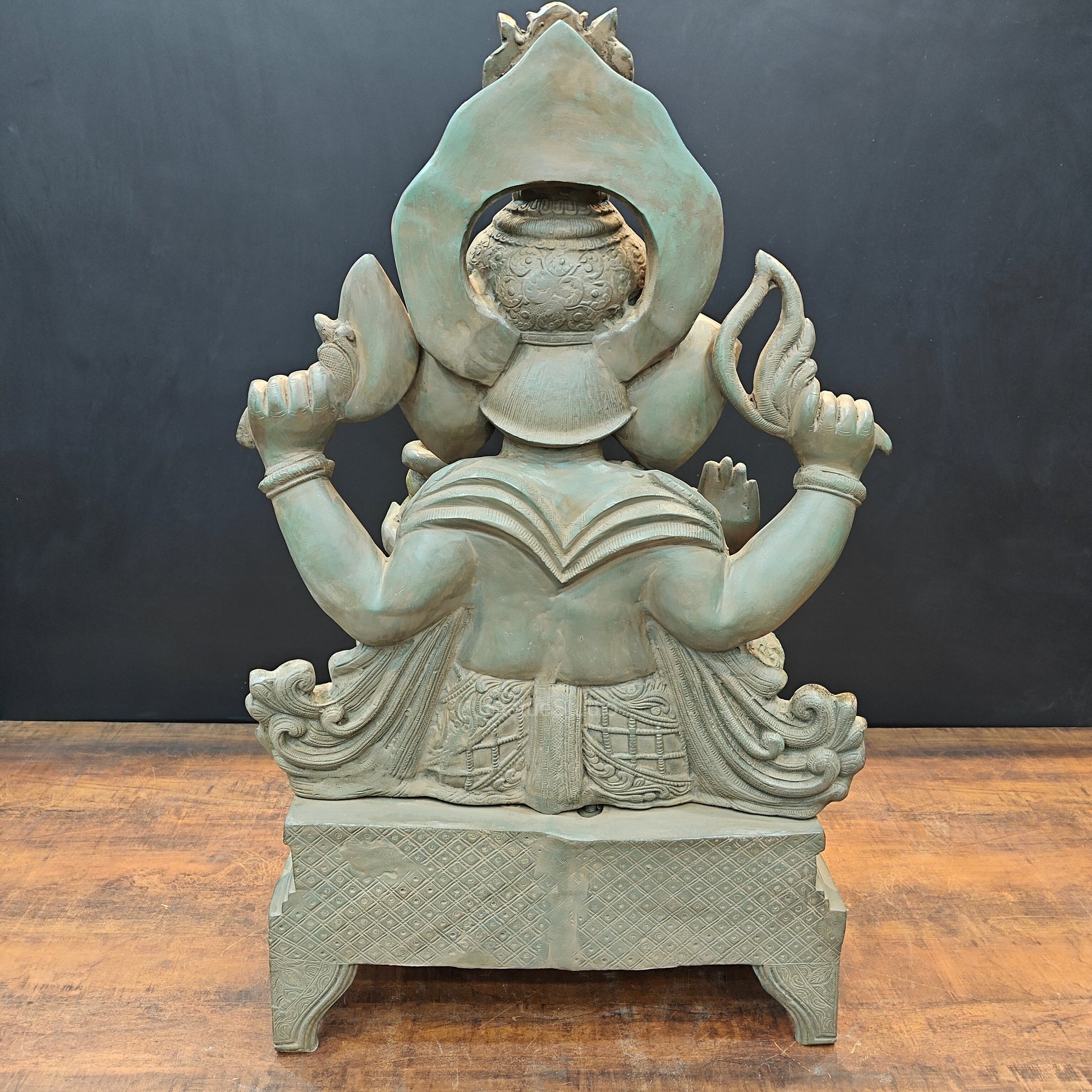 Vintage Brass Large Ganesha Statue Antique Chola Finish 35 Inch - Image 9