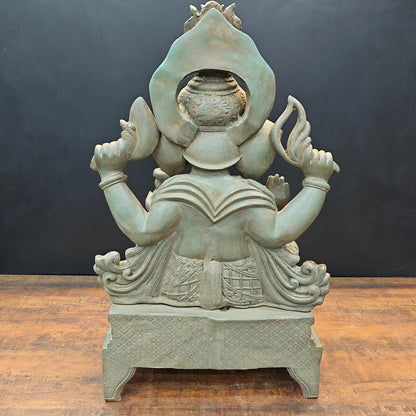 Vintage Brass Large Ganesha Statue Antique Chola Finish 35 Inch by vendor-unknown - Hindu Gods (View 9)