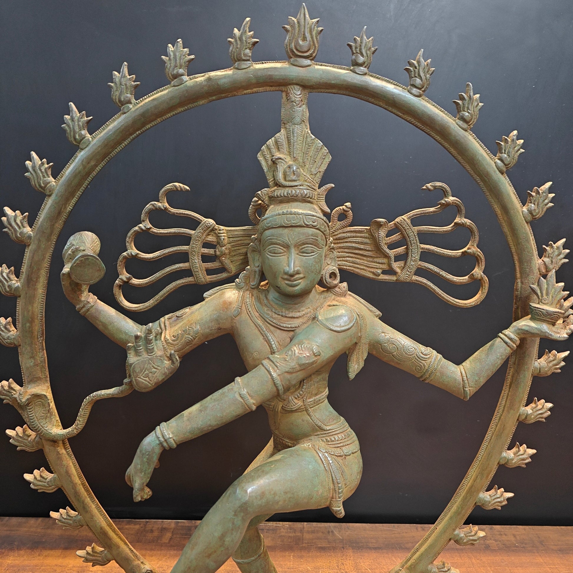 Brass Unique Nataraja Statue Antique Bronze Patina Finish 31 Inches - Image 2