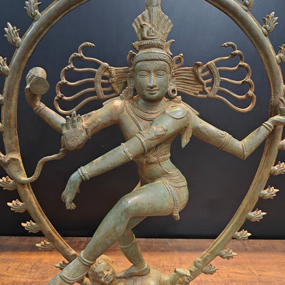 Brass Unique Nataraja Statue Antique Bronze Patina Finish 31 Inches by vendor-unknown - Hindu Gods (View 4)
