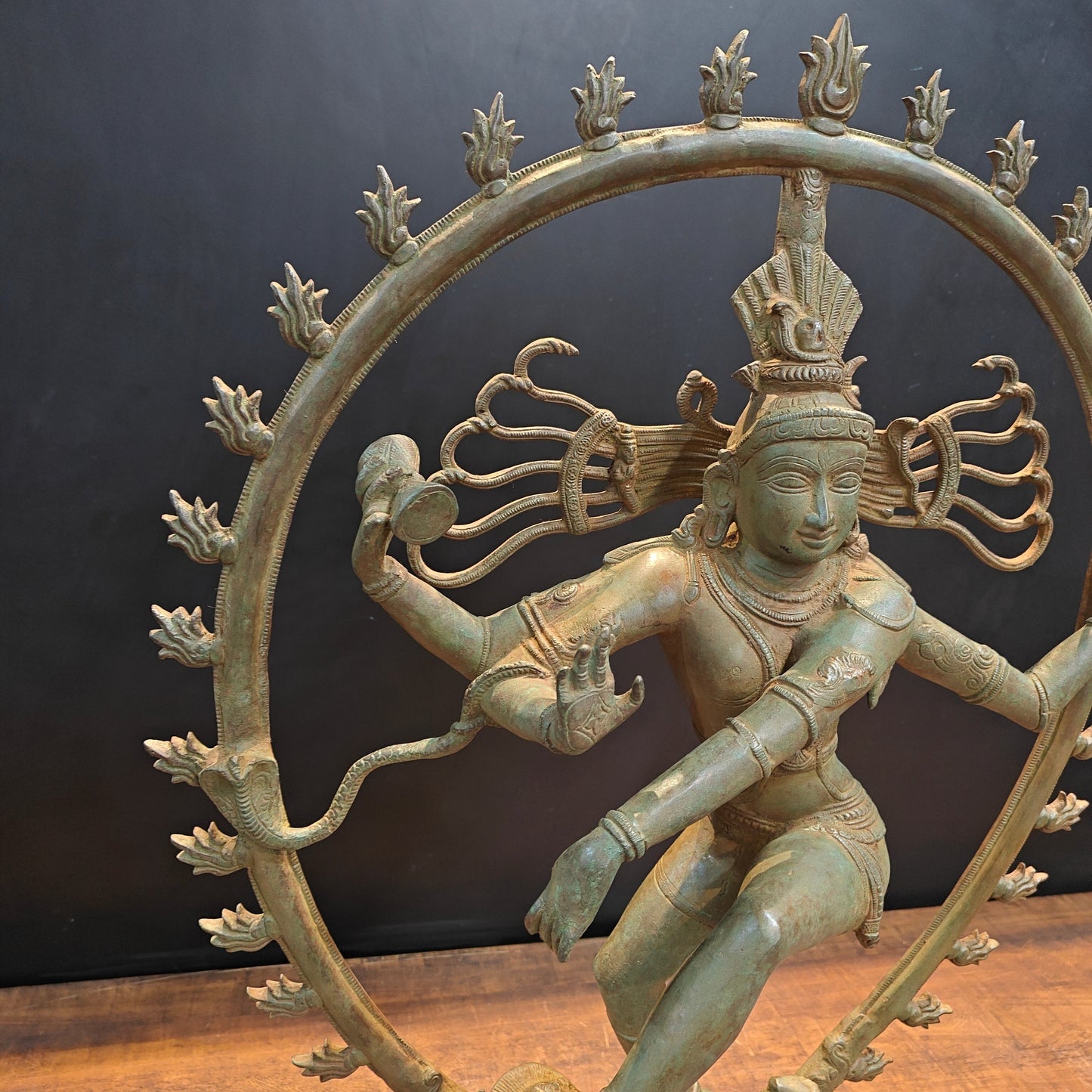 Brass Unique Nataraja Statue Antique Bronze Patina Finish 31 Inches