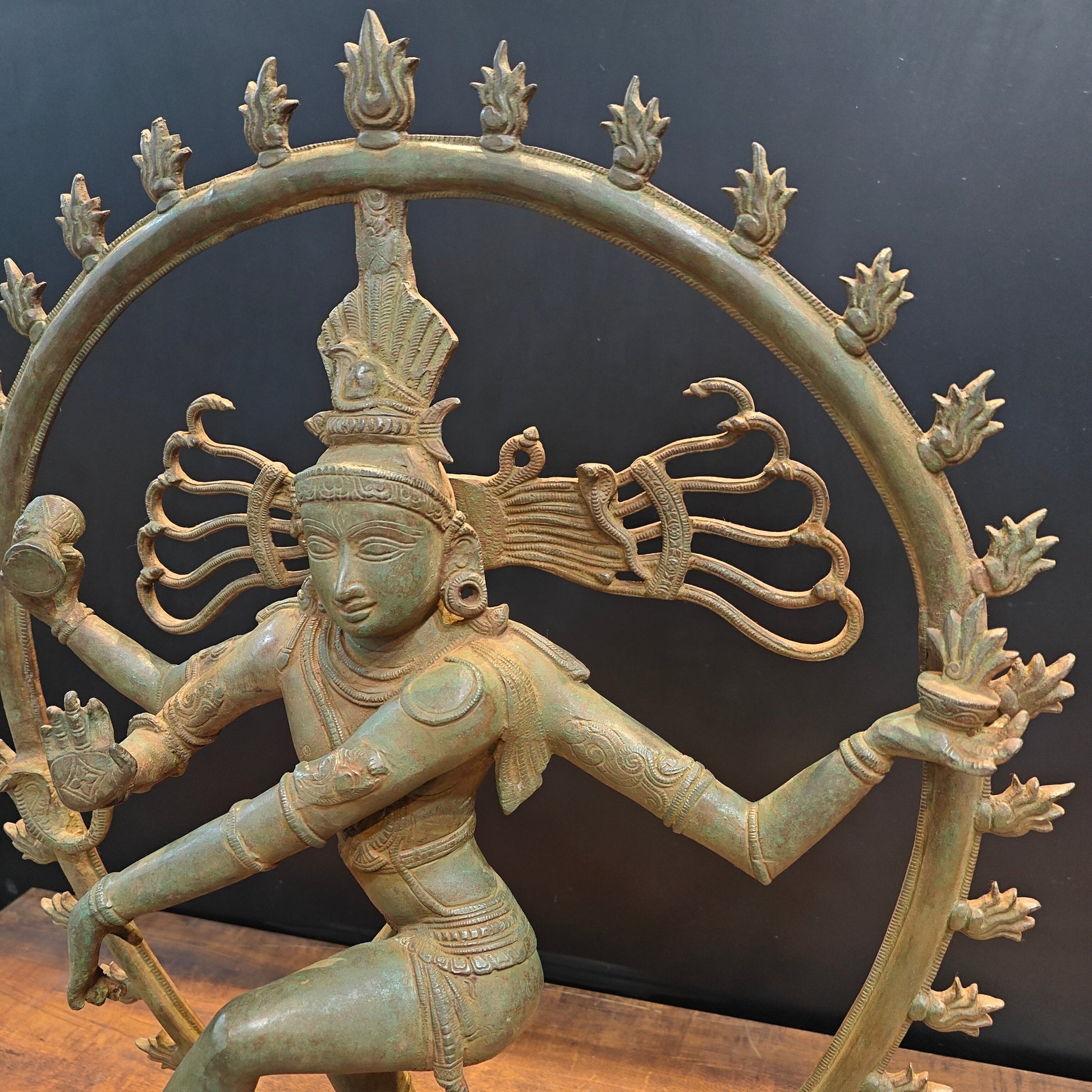 Brass Unique Nataraja Statue Antique Bronze Patina Finish 31 Inches - Image 6