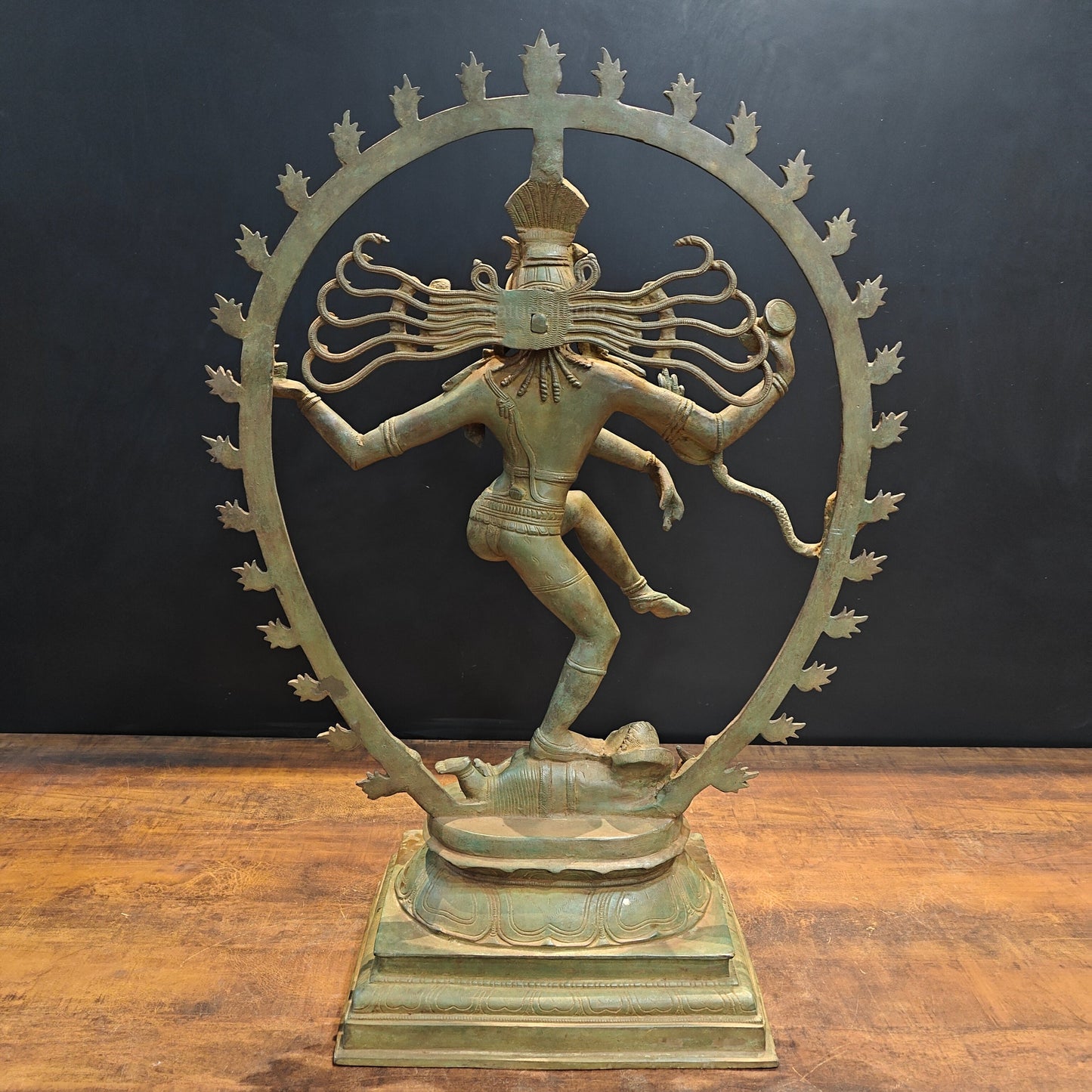 Brass Unique Nataraja Statue Antique Bronze Patina Finish 31 Inches