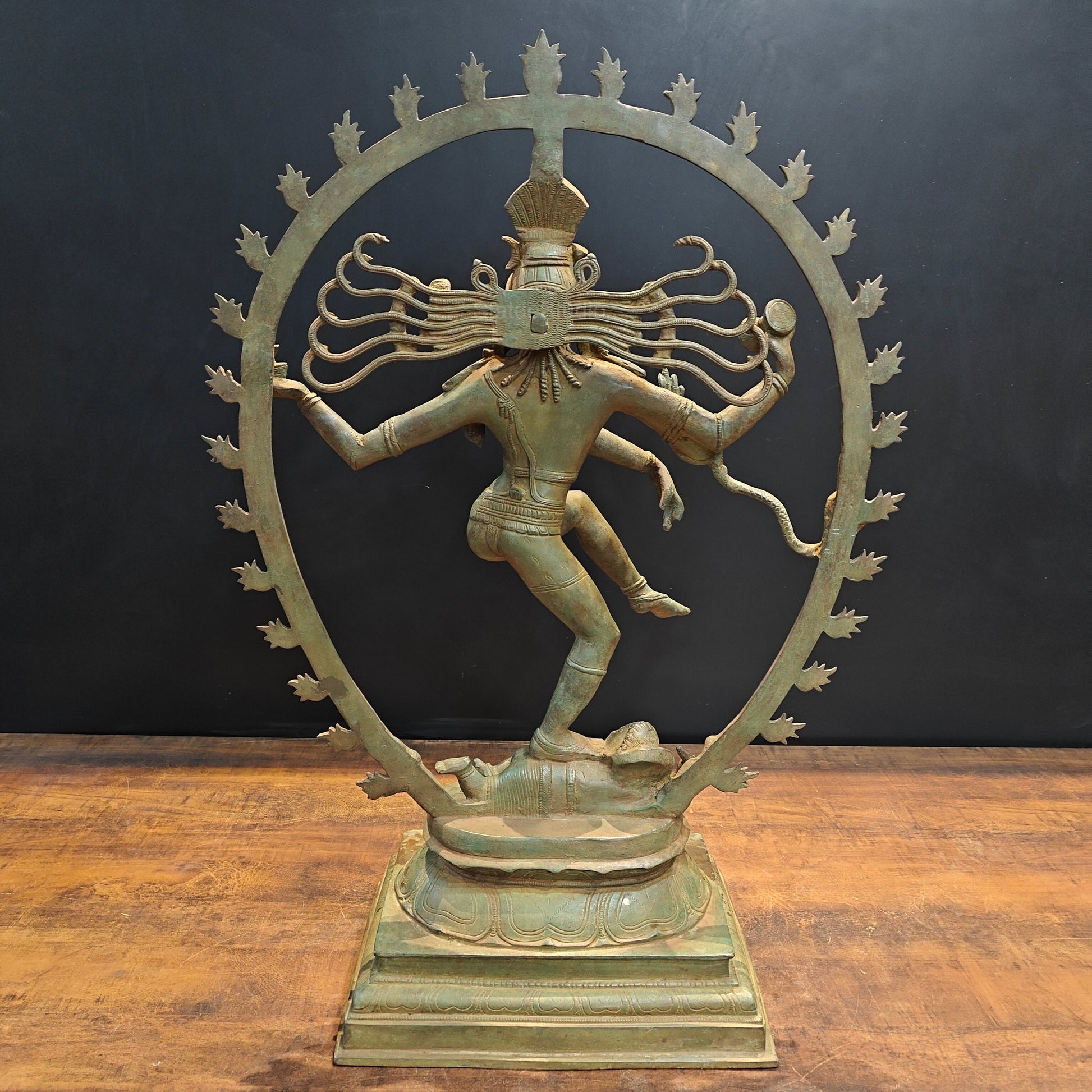 Brass Unique Nataraja Statue Antique Bronze Patina Finish 31 Inches - Image 8