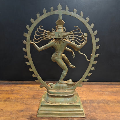 Brass Unique Nataraja Statue Antique Bronze Patina Finish 31 Inches by vendor-unknown - Hindu Gods (View 8)